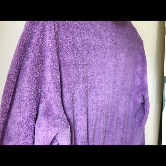 Handmade purple terry midi dress with knit white collar and cuffs - Picture 8 of 8